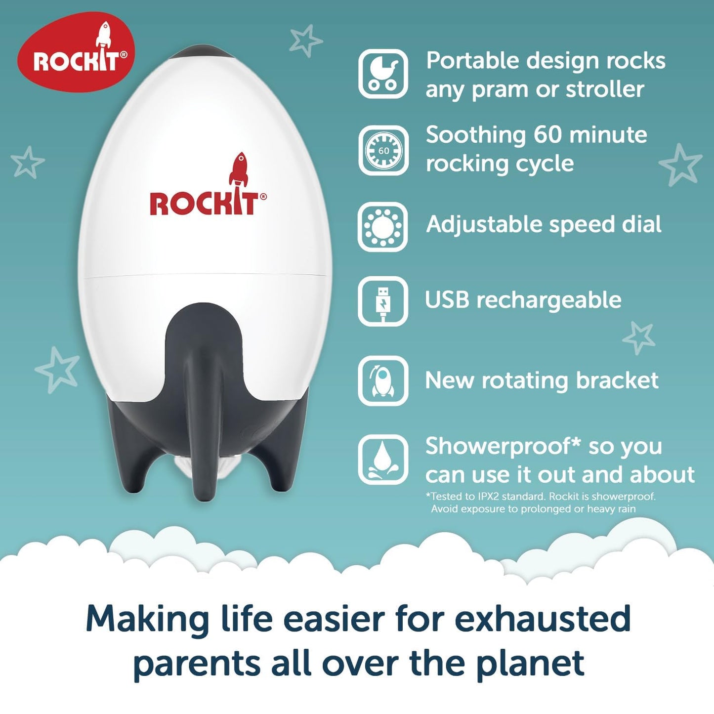 Rockit MK2 Tölthető akkumulátoros babakocsi ringató