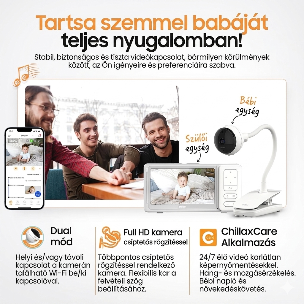 Chillax DM685 Smart Giraffe Clip 5" Smart wi-fi video babaőrző