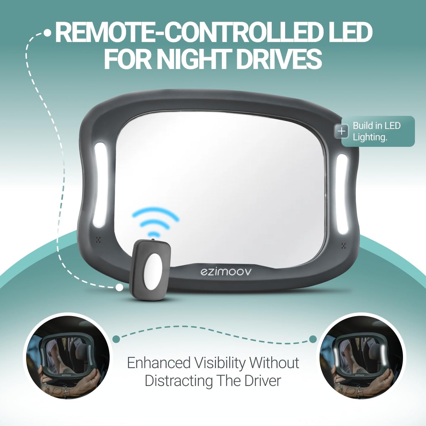 Ezimoov Mirror Led-autós tükör beépített éjszakai fénnyel és távirányítóval