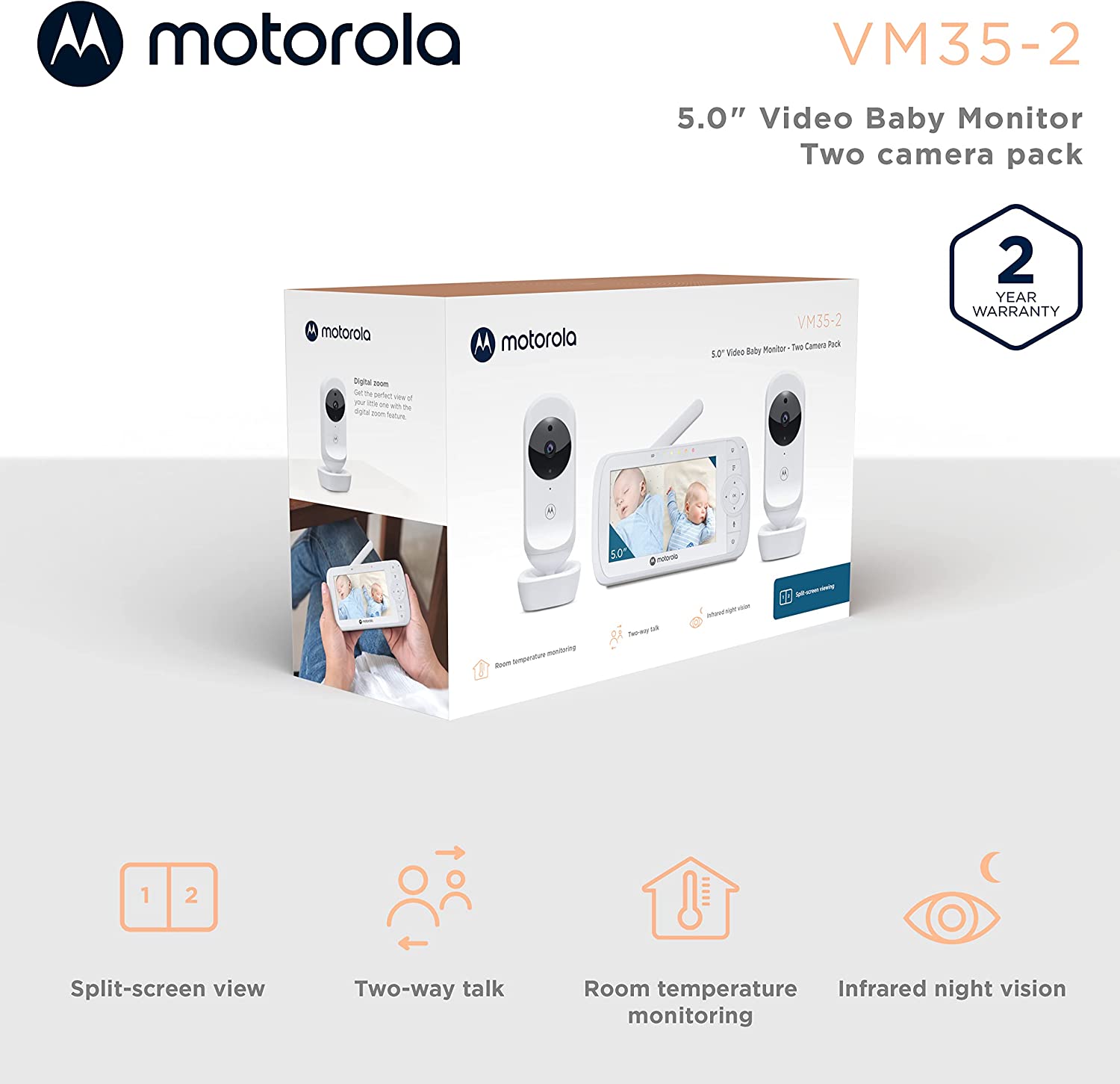 Motorola VM35 dupla kamerás babaőrző - BBLOVE | Bababolt és webshop